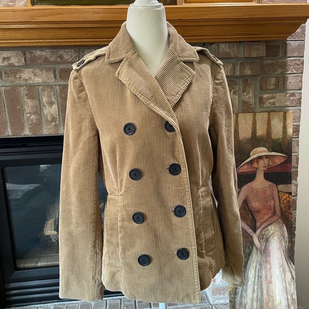 Vintage Tommy Hilfiger Tan Corduroy Double Breasted Blazer Paisley Lined M 2003